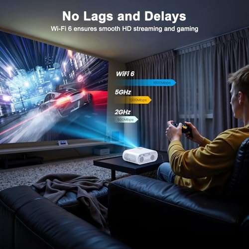 Smart Projector, HOMPOW UHD 4K Projector with WiFi and Bluetooth, Built-in Streaming System Outdoor Projector, Home Cinema Projector for iOS/Android 5