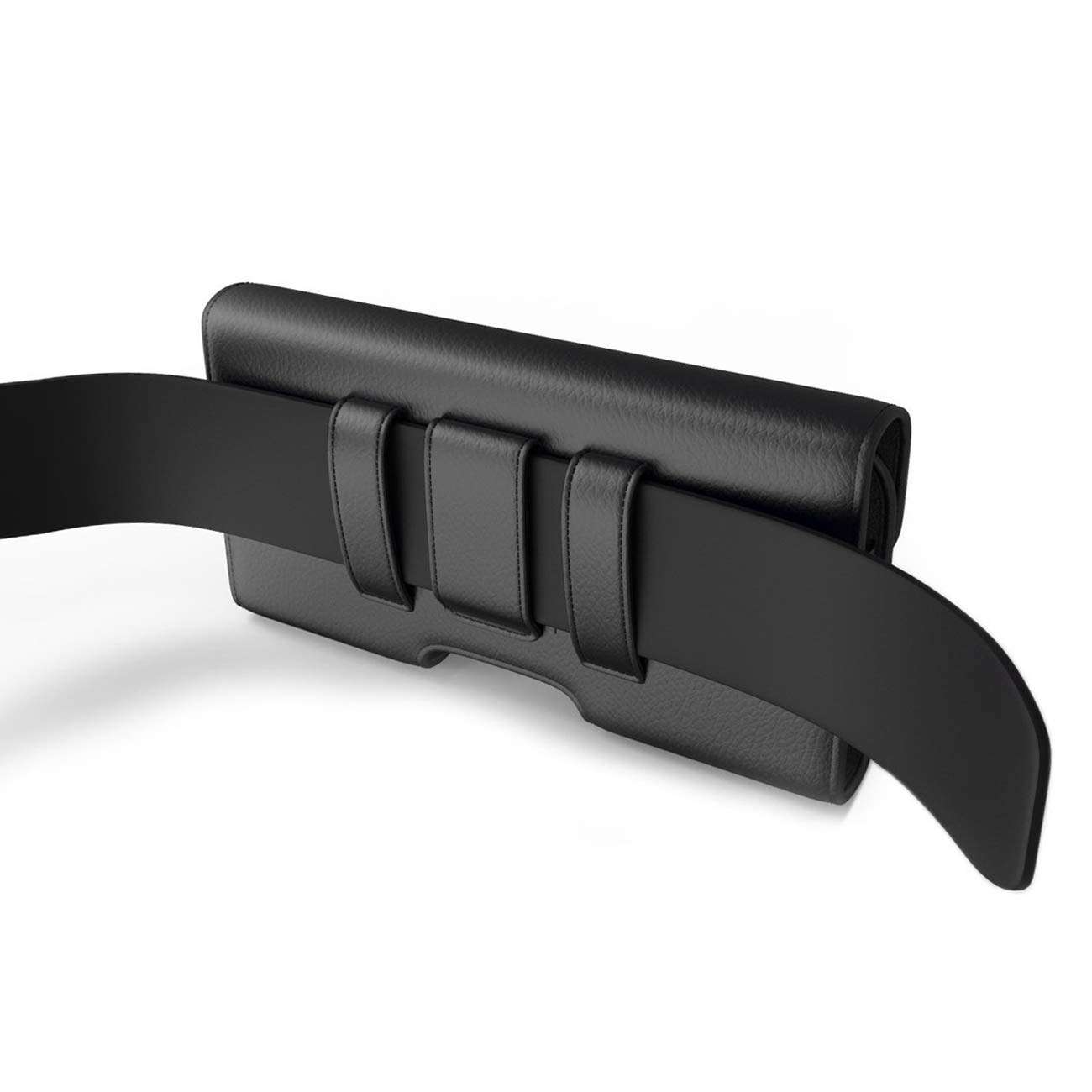 Mobile Vogue by Reiko Premium Eco-Friendly Leather Phone Pouch Belt Clip Holster Compatible with iPhone/Galaxy/Stylo/Android Phone with Protective Case on (Black-MV102, 6.6 x 3.5 x 0.7 in) 4