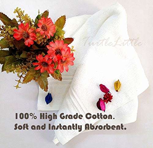TurtleLittle, 100% Cotton, Christmas Bells Hand/Kitchen Towels Set, 600 GSM (Set of 2, White) 2