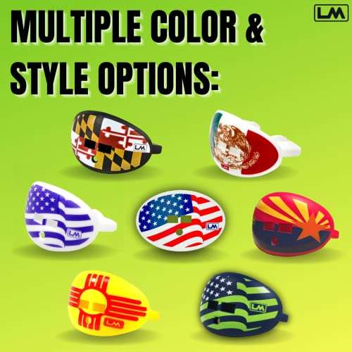 Football Mouth Guard - Pacifier Lip Protector Mouthpiece for Youth and Adults - U.S. Flag Custom Design - Multiple Colors - Top and Bottom Teeth Protection - Great Air Flow 4