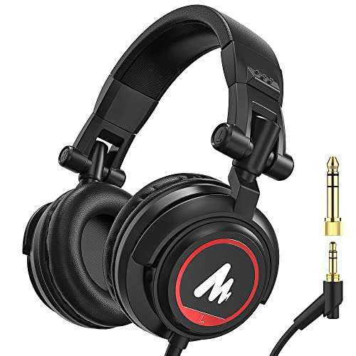 MAONO AU-MH501 Over-Ear Wired Studio Headphones, Stereo Monitor Closed Back Headsets with 50mm Driver and Lightweight Foldable Design for Gaming, Singing, Microphone Recording, Mobile, PC (Black) 1