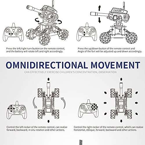 VANLINNY Robot Kits,360° Drifting RC Tank Toy,Science Projects for Ages 8-12,STEM Educational Kit for Beginner,10 mph Fast DIY Remote Control Car,Programmable/Rechargeable, for Birthday. 3