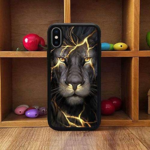 iPhone X/Xs Case, Lightning Lion Head Print Soft Silicone & Hard Back Cover, [Shock Absorbent] Shell Protective Case for iPhone X/Xs 2