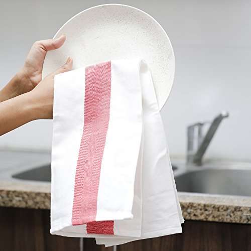 Amazon brand - Umi Herringbone Kitchen Dish Towels(16"x26",4-Pack, Red) 5