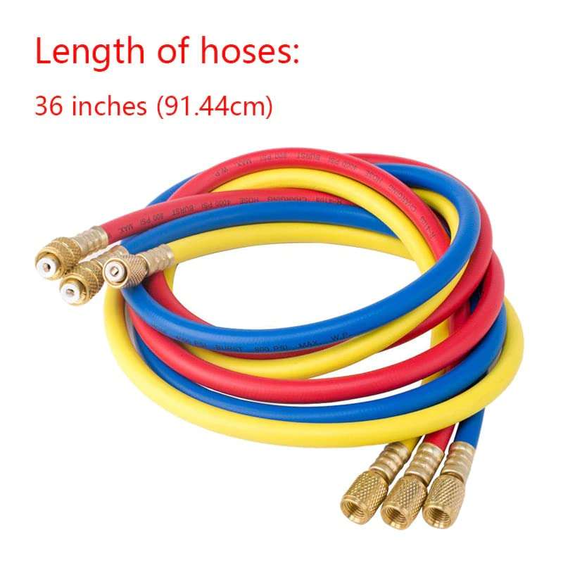Digital Craft 3Pcs 36" A/C Charging Hose Set for HVAC Air Condition Refrigerant R12 R22 R502 2