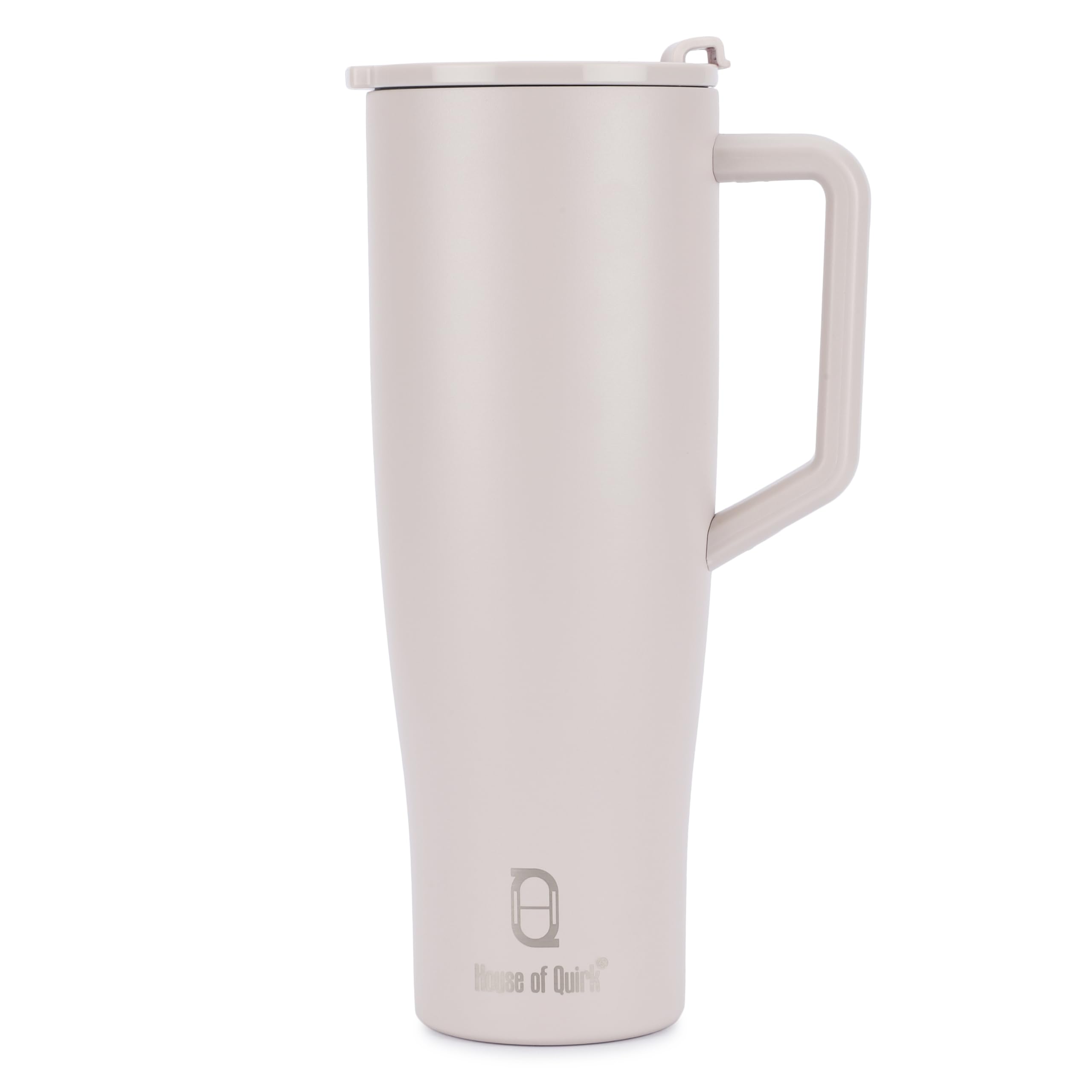 House of Quirk 1200ML Tumbler with Handle and 2 Straw Flip Lid, Stainless Steel Large Water Bottle Gifts for Women Men Him Her (Oat) 6