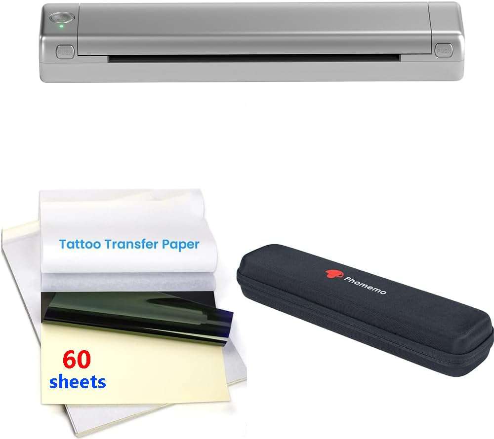 Phomemo Tattoo Thermal Printer Kit with Storage Case & 45 Tattoo Transfer Papers - Wireless Stencil Printer for Tattooing - Compatible with Phones & PCs 1