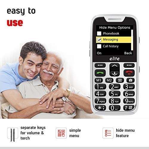 Easyfone Elite with Juvo Safety Band - 2.3" phone with 20+ senior citizen friendly features like Loud sound, sound booster, Dock charger, Photo speed dial, SOS Band & button, Auto call back, App based Remote phone configuration etc. - (White) With 1 Year warranty 5