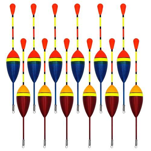 Proximitck 12 Pcs Fishing Floats Fishing Bobbers Balsa Cork Wood Floats Oval Stick Floats Slip Bobbers for Fishing Tackle Accessories for Trout Bass Fishing 1