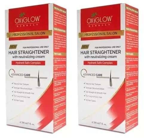 OXYGLOW Professional Salon Hair Straightener with Neutralising Cream 200ml x Pack of 2