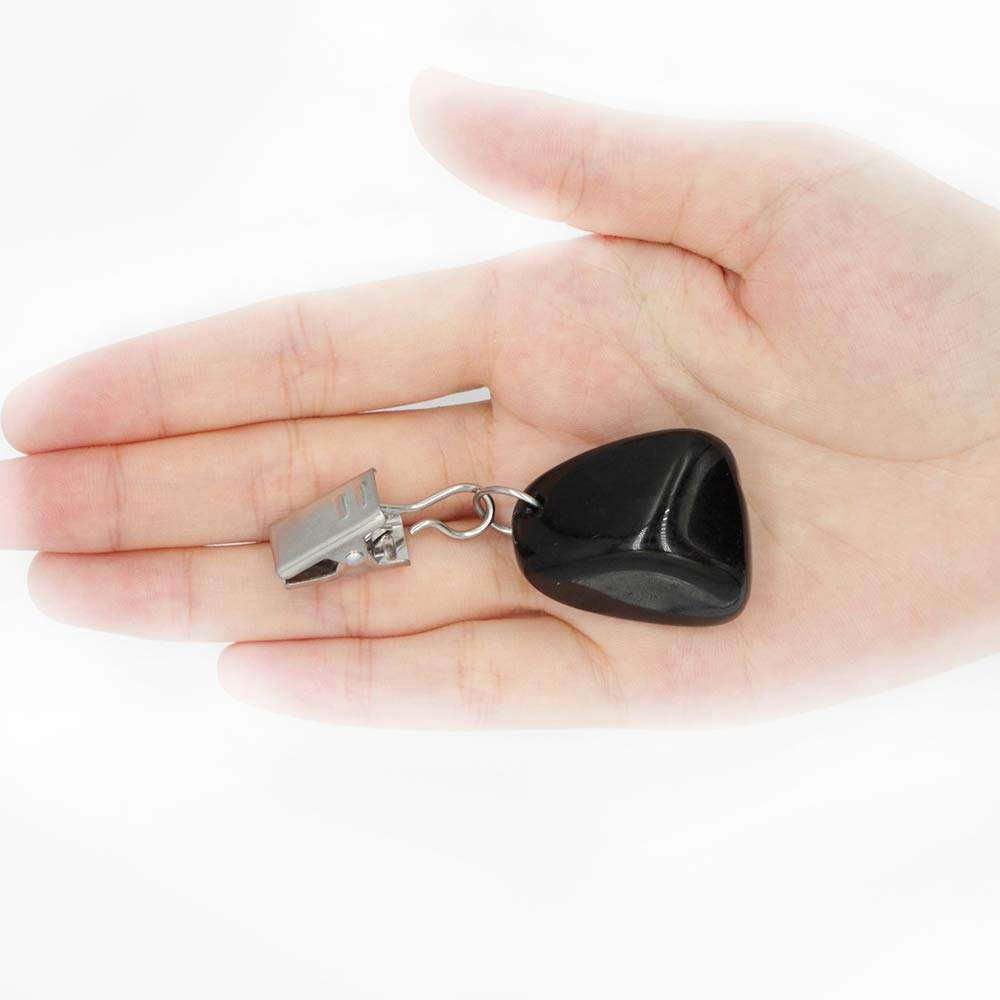 YULAO DA Shower Curtain Weights,Tablecloth Weights,Add Weight for Curtain Bottom Indoor/Outdoor, Stainless Steel Clip with Natural Crystal Stone, Set of 8pcs(Obsidian) 5