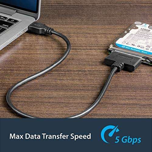 StarTech.com SATA to USB Cable - USB 3.0 to 2.5” SATA III Hard Drive Adapter - External Converter for SSD/HDD Data Transfer (USB3S2SAT3CB) 4