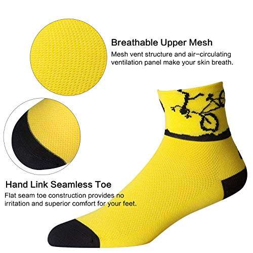 LIN 4 Pack Cycling Socks for Men & Women - Performance Moisture Wicking CoolMax Ankle Socks for Mountain Road Bike Sports 2