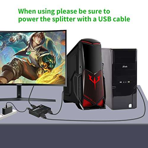 Microware DisplayPort Switch - 1.4 Bi-Directional DP Switch 2 Input 1 Output and 1 X 2 Switcher Splitter Adapter Support 8K@60Hz DPCP 3D for Laptop Monitor Home Theater (Black) 3