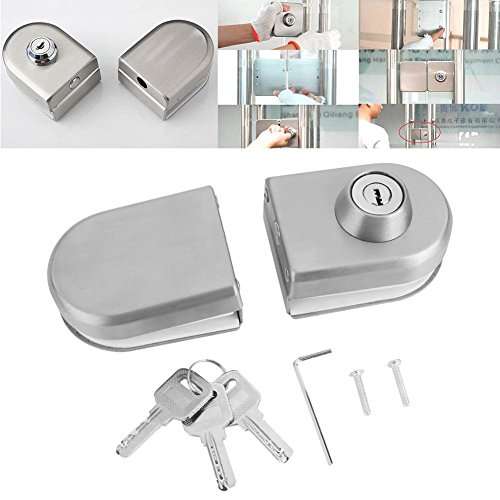 Stainless Steel Glass Door Hinge, Anti Theft Security Lock with Keys 10~12mm for hroom Shower Glass Door Cupboard 2