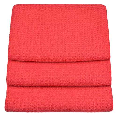 UBERSWEET® 16Inchx24Inch , Amaranth : Waffle Weave Microfiber Kitchen Towels Dish Cloths 16 Inch X 24 Inch 3 Pack Amaranth 4