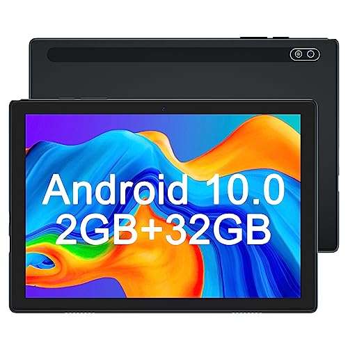 Justethan Tablet 10 inch, Android 10.0 PC 32GB Storage Expanded to 128GB, WiFi Tablets with 8MP Rear Camera, Quad-Core Processor, 1280x800 IPS HD Display, 6000mAh Battery, Bluetooth (Black) 1