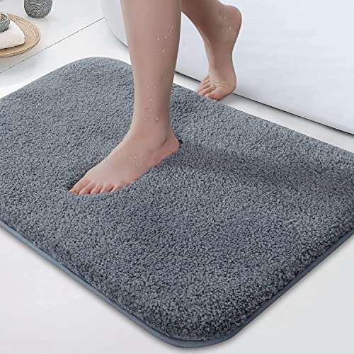 BSPS Pack of 2 Shaggy Bathroom Rugs and Shower Mats Non Slip, Washable Microfiber Rug Super Absorbent Water Soft Rugs Mat for Bathtub, Floor, Kitchen, Living Room, Entrance (60 X 40 cm, Grey) 1