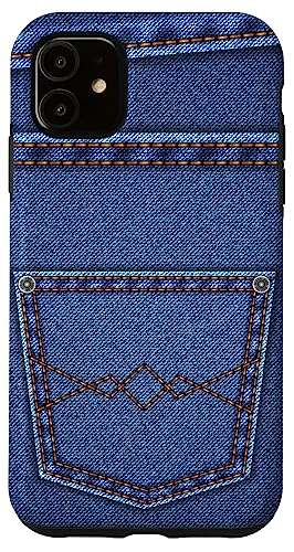 Cool Printed Blue Jeans Denim Graphic Style With Cool Pocket Case for iPhone 11 1