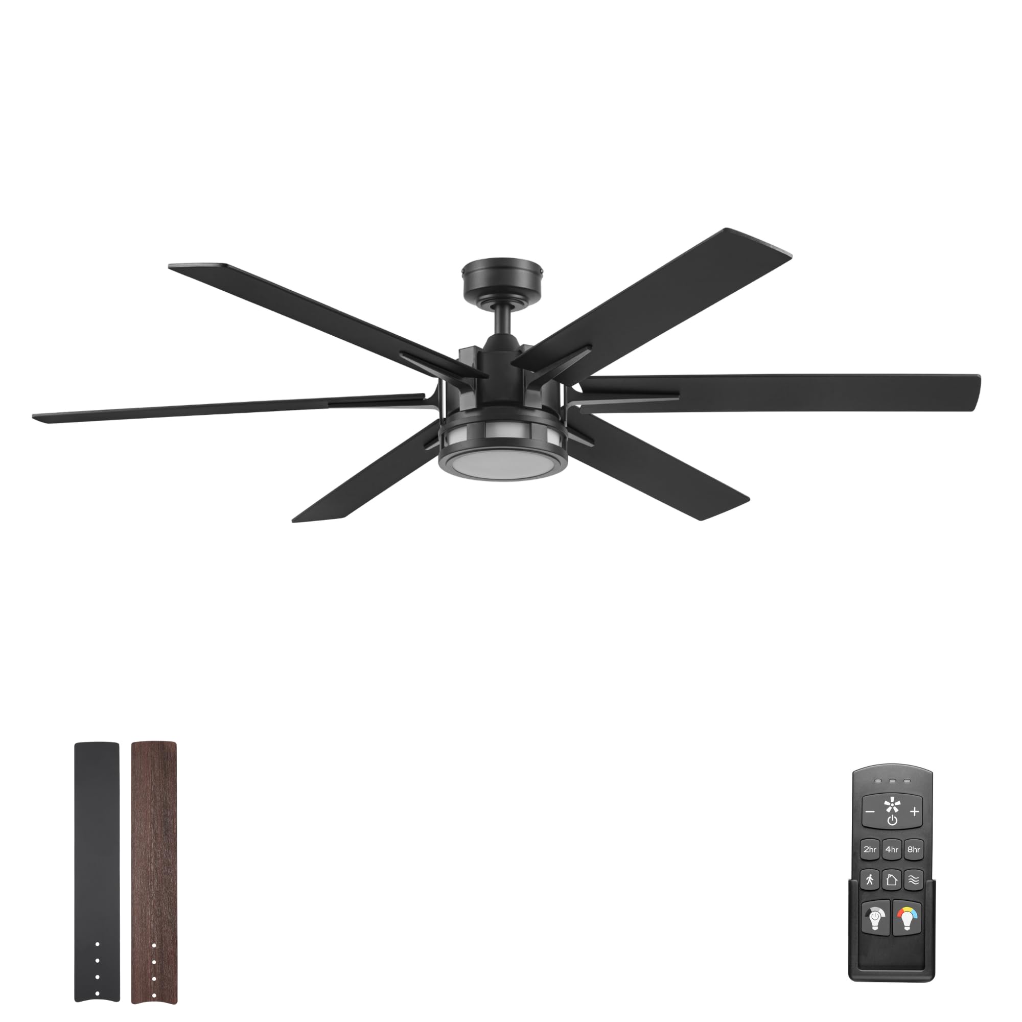 Honeywell Ceiling Fans Kaliza Modern 60 Inch Ceiling Fan with Light, LED Fan with Remote Control, Indoor Fan, 6 Contemporary Blades, Black 1