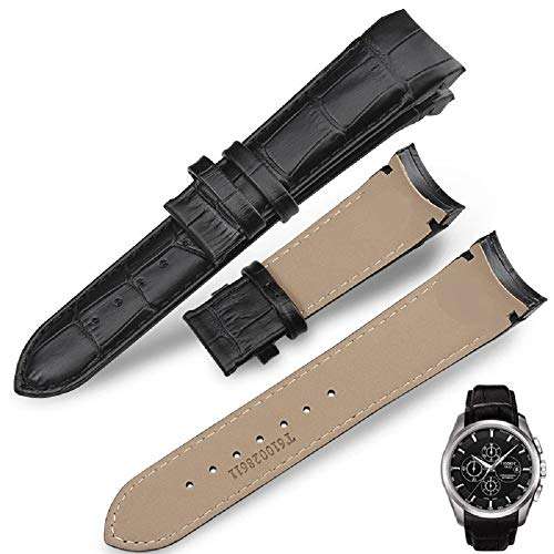 g24 Compatible 24mm Curved Leather Watch Strap Fits Curvedend Watches Without Buckle (Black) 1