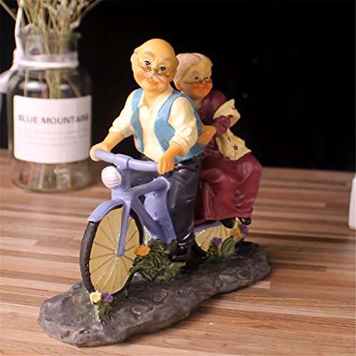 Nanxin Love Grandparents Parents Anniversary Wedding Gift Resin Loving Elderly Couple Figurines Decoration Old Age Life Home Decor for Bedroom Living Room with Gift Card (Bicycle) 5