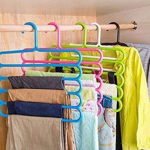 Varkaus 5 Layer Multipurpose Multi-Layer Hangers for Clothes Shirts Wordrobe Ties Pants Space Saving Plastic Hangers (Assorted Colours) - Pack of 6 4