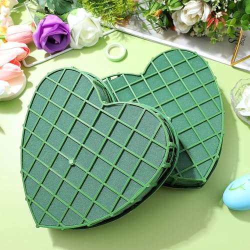 GANAZONO Floral Foam Blocks 2pcs Heart Flower Arrangement Base - Dry & Wet Polystyrene Blocks for DIY Flower Arranging 4