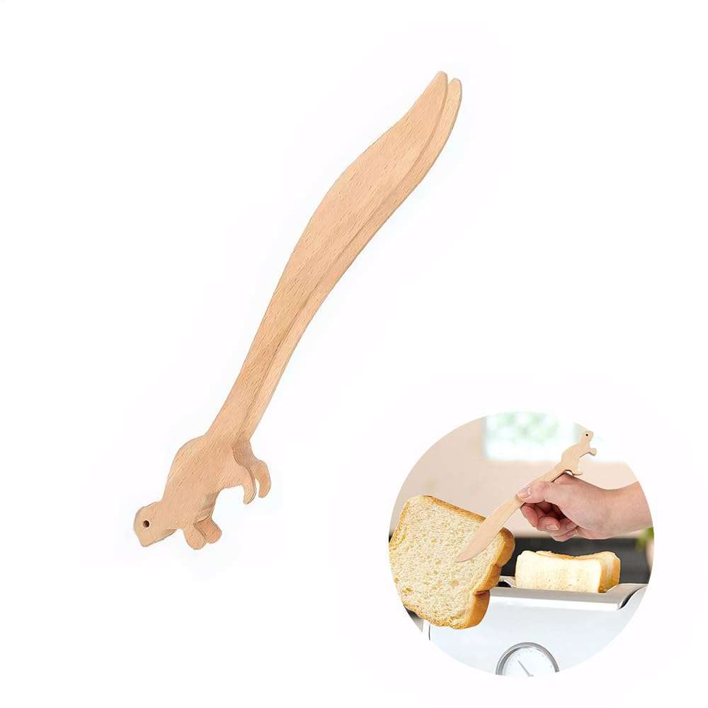 Primst Squirrels Toast Tongs, Pine Wood Tongs for Toaster, Multipurpose Mini Tongs for Appetizers, Pine Wood Utensils & Cute Kitchen Gadgets+1 1