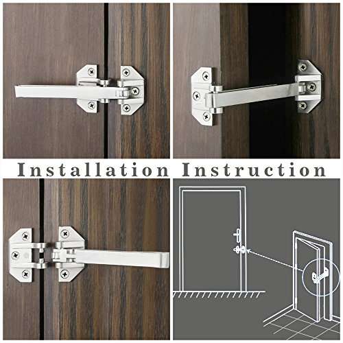 Mooche Swing Bar Door Lock 5" x 2" Childproof Security Door Guard for Home Security Heavy Duty Stainless Steel Brushed Steel, MMS660-LS 2