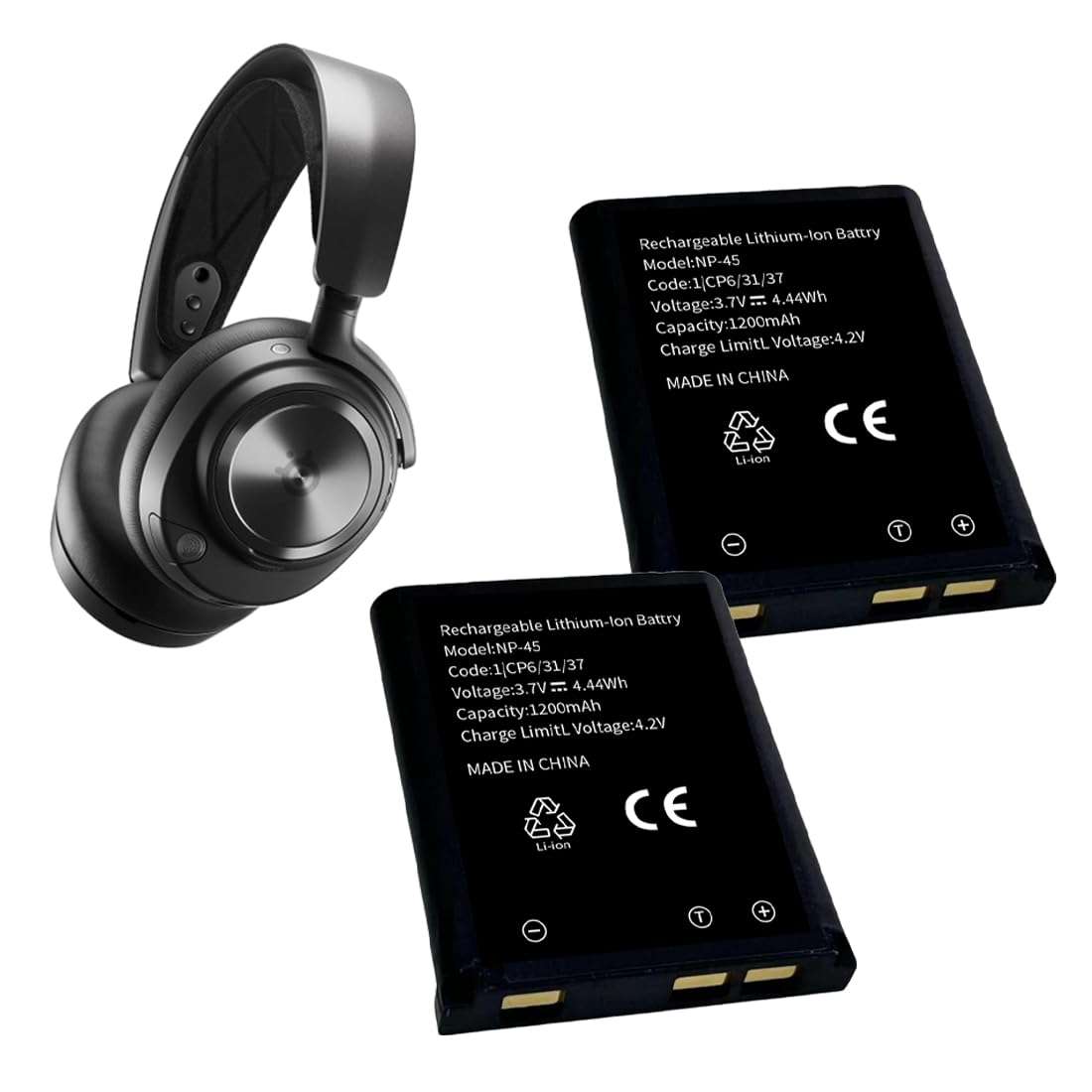 HamnaKhu 2PCS NP-45 Battery, Compatible with Steelseries Headset Battery for Arctis Nova Pro Wireless Multi-System Gaming Headset for Xbox, for PlayStation Battery 1