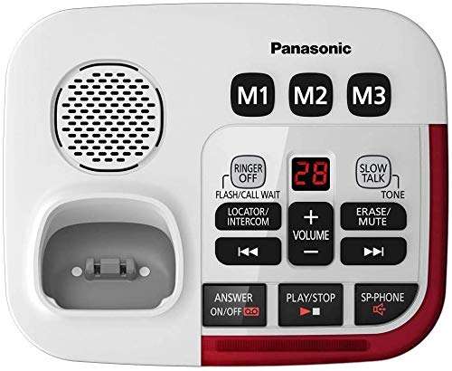 Panasonic KX-TGM420W + (3)KX-TGMA44W Amplified Cordless Phone with Digital Answering Machine Expandable upto 6 Handsets and Voice Volume Booster 40 dB 3