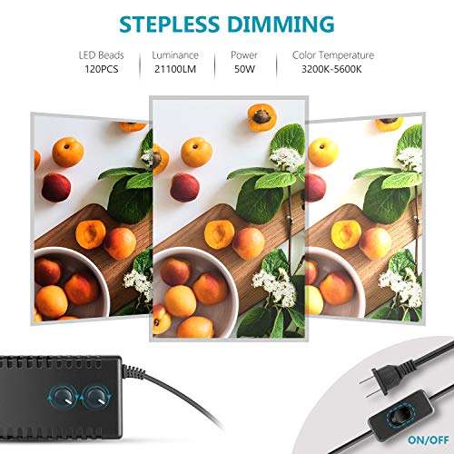 Neewer Bi-Color Dimmable 3000K-6500K Photo Studio Light Box 20 Inches Shooting Light Tent Foldable Portable Professional Booth Table Top Photography Lighting Kit 160 LED Lights 4 Color Backdrops 3