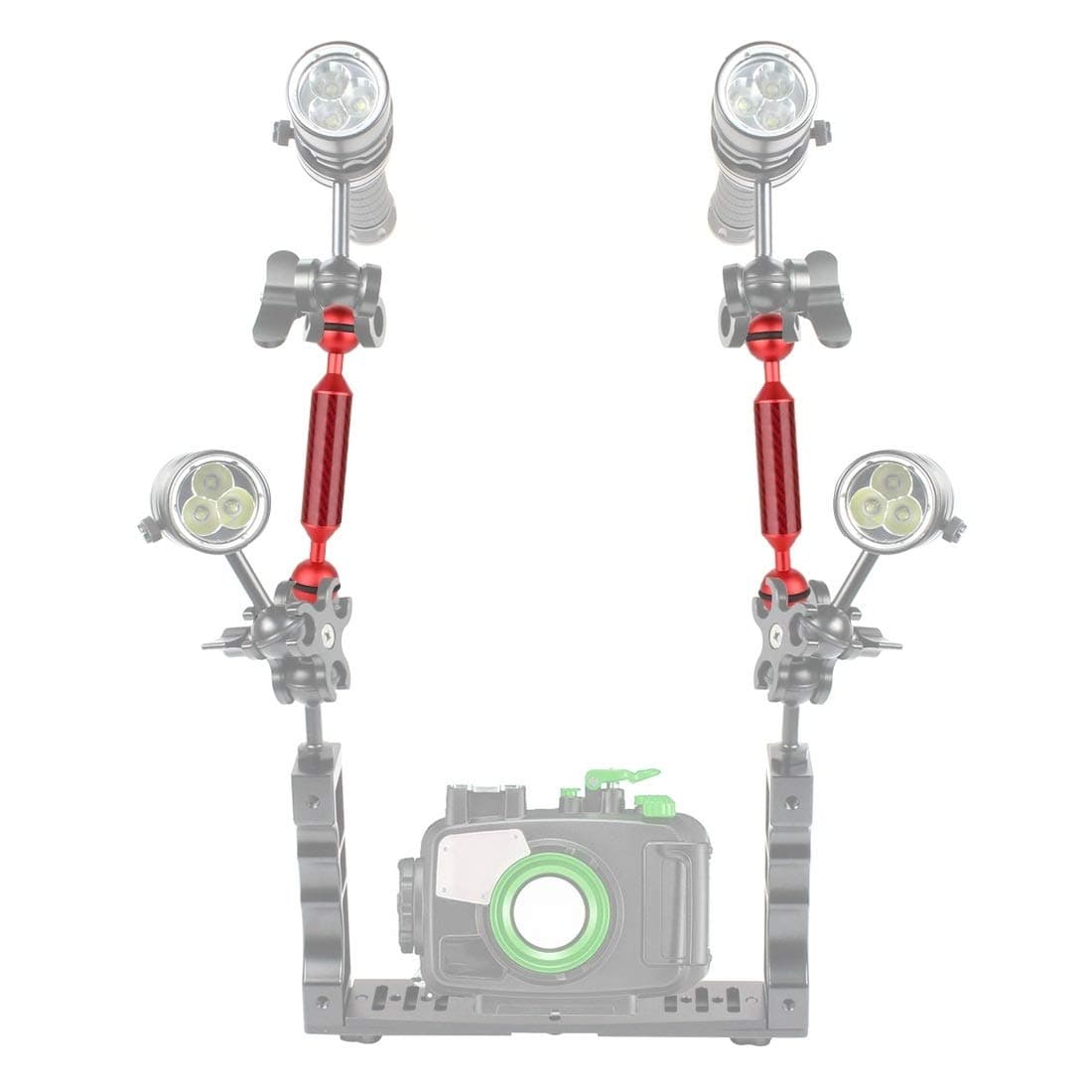 DAIQIPA Ball Clip Camera 7 Inch Long 17.7 cm Long 20.8 Mm Diameter Double Ball Floating Arm Ball 25 Mm Diameter, Suitable for Underwater Camera Housing (Color : Red) 6