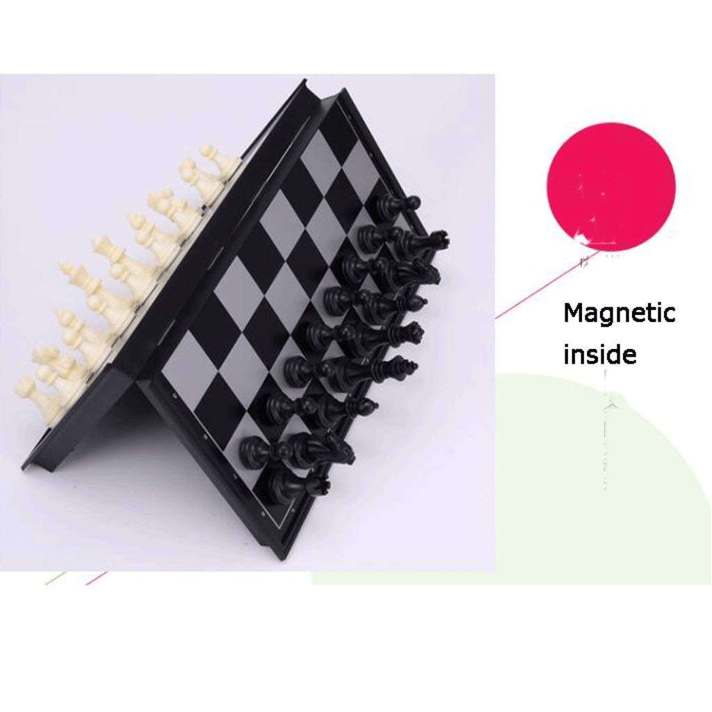 WUYAOCHUN Chess Set Board Game Folding Travel Portable Chess Set Magnetic Chess Set 12.6" X 12.6"Plastic Chess Set with Folding Black and White Chess Board for Kids and Adults (Color : Large) 3