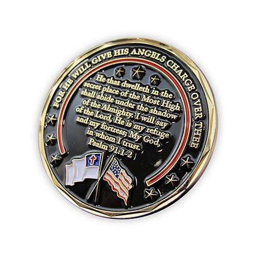 Firefighters Coin, Firefighter Challenge Coin, Pocket Token of Appreciation and Protection. “My God, in whom I Trust”. Gold-Color Plated Challenge Coin. Firefighter Souvenir, Psalm 91 Gift 4