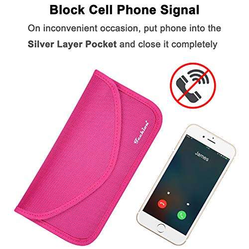 Techion Signal Blocking Bag, 2 Pack RFID Faraday Bag Shield Pouch Cage Box Wallet Case for Cell Phone and Car Key FOB, Privacy Protection, Anti-Hacking - Black & Hot Pink 6