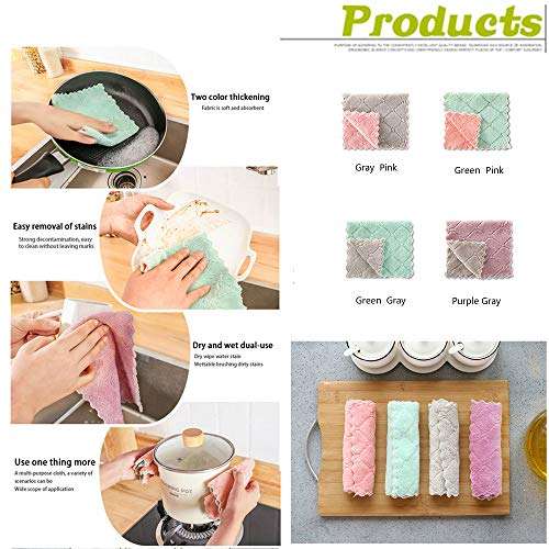 iSTONE 15 Pack Kitchen Cloth Dish Towels, Cleaning Clothsï¼Å’Premium Dishcloths, Super Absorbent Coral Velvet Dishtowels, Household Cleaning Clothsï¼Å’Nonstick Oil Washable Fast Drying 3