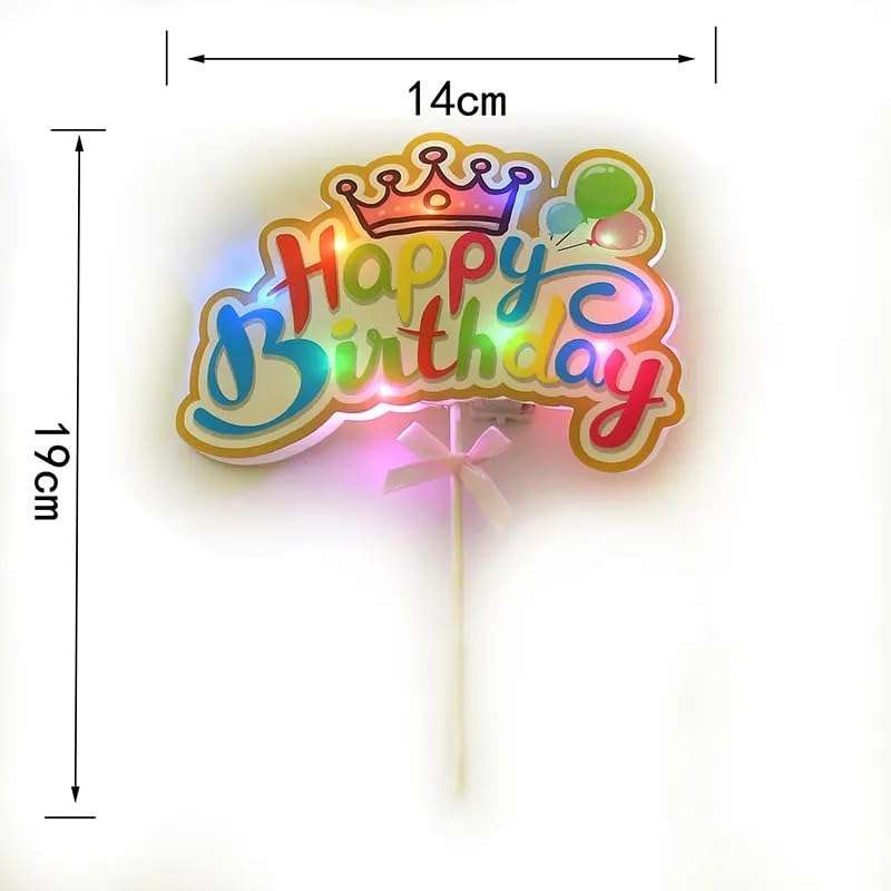Pop The Party Happy Birthday Cake Topper, Crown Happy Birthday Cake Topper Decoration Suitable For Party Decoration For Birthday 3