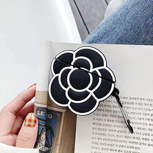 ONGHSD for Airpods Case Cover,Cute 3D Camellia Flower Silicone Cover for Apple Airpods 1 2 Case Earphone Cover for Airpod Floral Pattern with Keychain Gift for Girls Kids or Woman 6