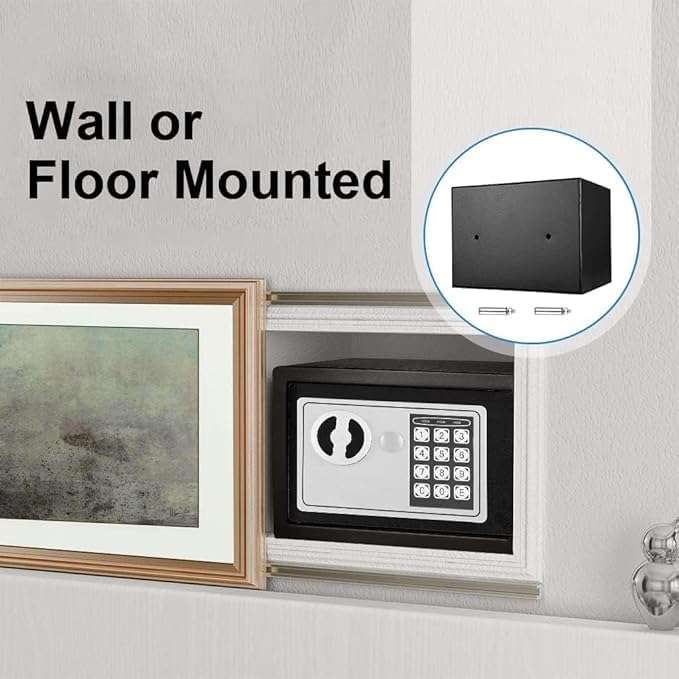 DMDENT Digital Safe Locker for Home, Office, Hotel – Electronic Digital Safe Box Reset Code Lock – Jewellery, Money Valuables Goods Safe (Black, 1PCs) 3