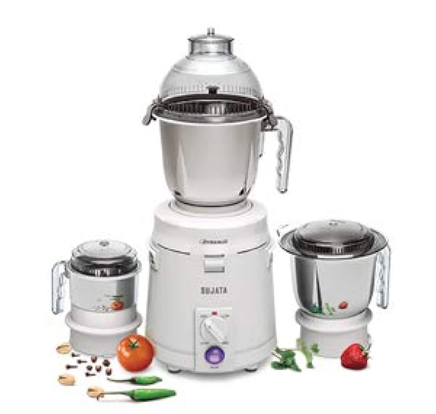 Sujata Dynamix Mixer Grinder|900 Watts Double Ball Bearing Motor|22000 RPM|Non-Stop 90 Mins Running|3 Food Grade Steel Jars - 1500ml Multipurpose, 1000ml Grinder, 500ml Chutney Jar|Black 5