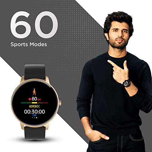 Fire-Boltt Rage Full Touch 1.28” Display & 60 Sports Modes with IP68 Rating Smartwatch, Sp02 Tracking, Over 100 Cloud Based Watch Faces, Black, Free Size (Gold Black) 4