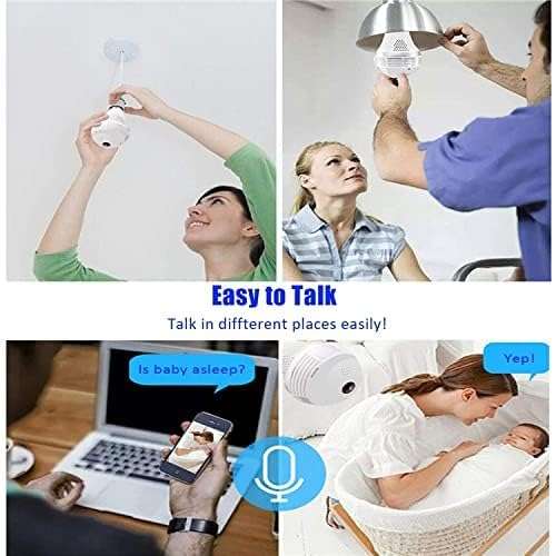 TP Plus V380 Pro Wi-Fi Full Ultra HD 1080P CCTV Smart Security Camera | LED Bulb Light with Holder | Indoor Wireless Panoramic Fish Eye Vision (Bulb Camera K-802) 6