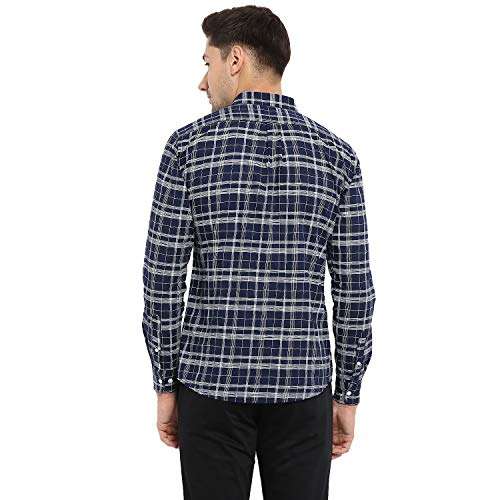 Red Tape Men's Printed Regular fit Casual Shirt (RSF9034A_Check Navy_M 4