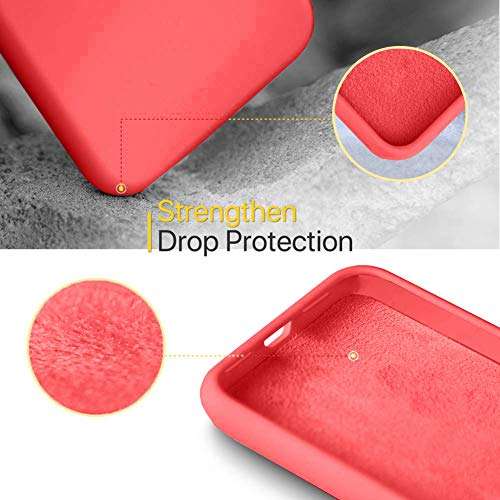 Vinve for Samsung Galaxy A50 Case with Tempered Glass Screen Protector [2 Pack], Liquid Silicone Slim Fit Drop Protection Case for Galaxy A50 (Red) 3