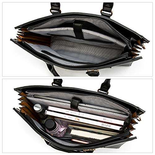 Laptop Tote Bag for Women 15.6 Inch 16 Large Capacity Multi Pockets PU Leather Ladies Busiess Leisure Shoulder Computer Laptop Case 4