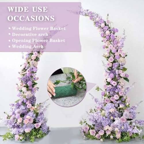 Flower Sponge Blocks Kit, 9.2 Feet Floral Foam Garland for Flowers, Absorption Flower Holder Arch Door, Floral Craft Dry Foam Bricks, Green Floral Foam Arrangement, for Home Wedding Garden-14PCS 4