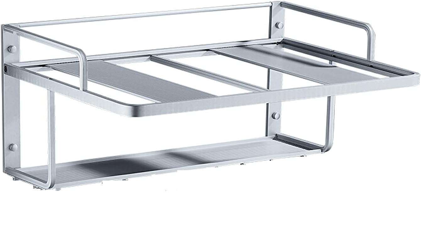 kesig® Wall Shelf Microwave Kitchen, 2 in 1 Wall Shelf Made of Aluminium, Multifunctional Kitchen Wall Mount for Microwave Oven, Spice Bottles, Spoons 1