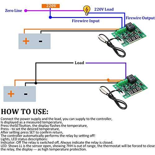6 Pieces W1209 Digital Thermostat 12V DC W1209 Digital Temperature Controller Boards -50 - 110°C Electronic Temperature Control Switch Module with Waterproof NTC Probe and 10A One-Channel Relay 3